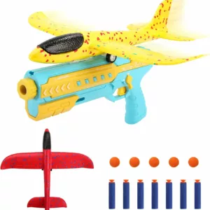 تفنگ اسباب بازی هواپیما پرتاب کن با هواپیمای فومی 4 کاره