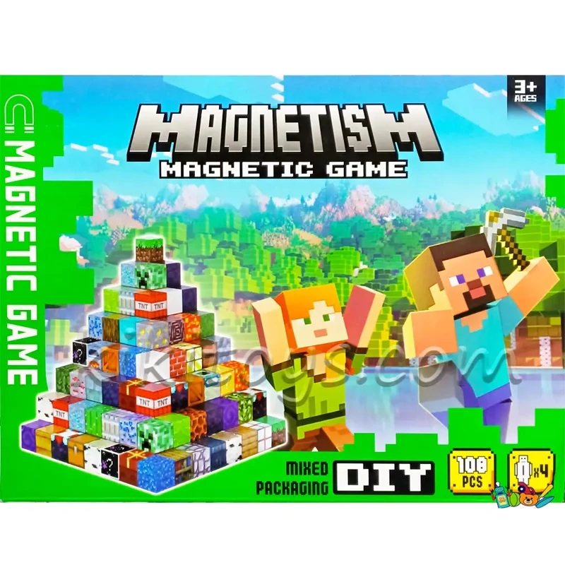 خرید لگو مگنتی مغناطیسی طرح ماینکرافت ۱۰۸ قطعه Magnetic Game - ماهان تویز